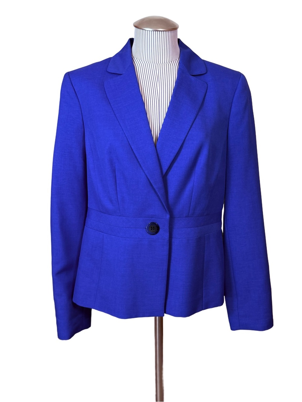 NWT Black Label by Evan-Picone Bali Blue Blazer Jacket Size 10 Office Cobalt